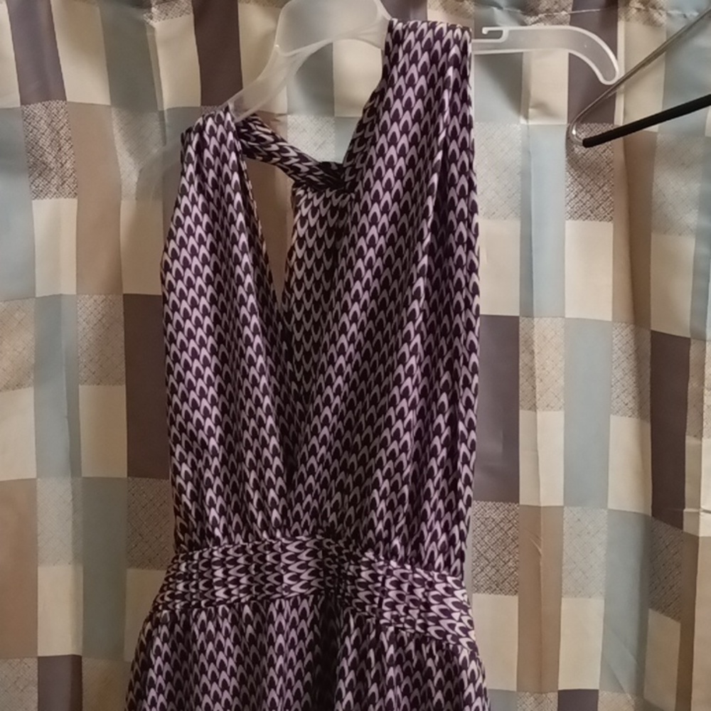 FINAL PRICE NWT CELLABIE lavender purple print design halter pants-jumpsuit Lrg